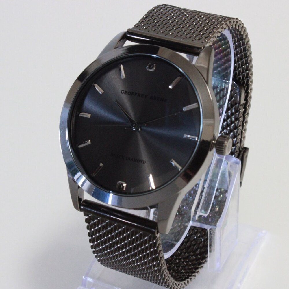 Geoffery Beene Men's Quartz Dress Watch Gun Metel Grey Milanese Bracelet 42mm - Picture 4 of 13